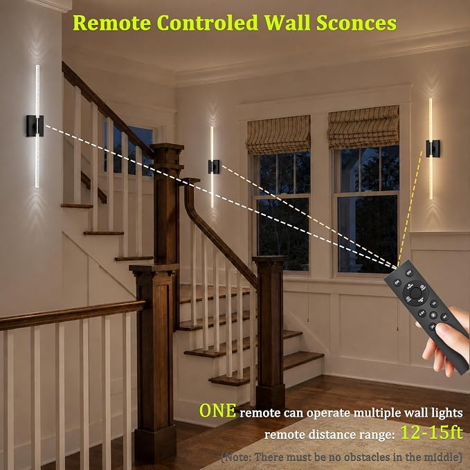 iThird Battery Operated Wall Sconces Set of 2, 10000mAh, Black Bubble | wireless crystal wall lights rechargeable with Remote & 360° Rotate, 31.5" Wall Lamp for Bedroom Living Room Mirror - Image 6