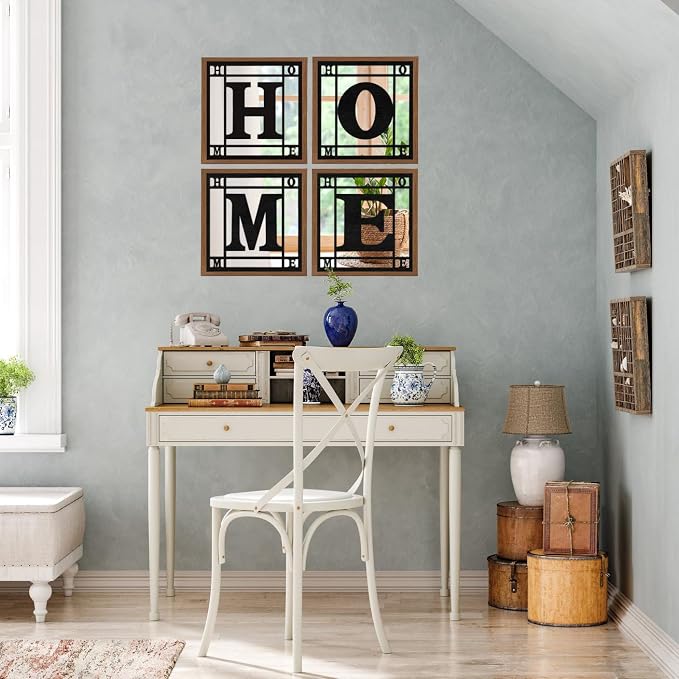 4 PCS Square Wall Mirrors, Rustic Farmhouse Accent Mirror， Home Wall Decor for Living Room, Bedroom, Bathroom & Entryway - Image 6
