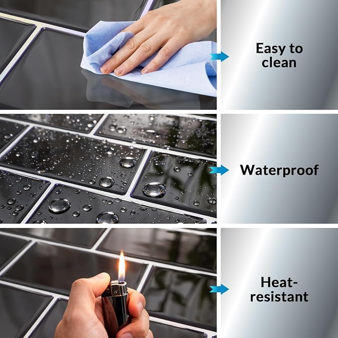 Joysticky 10-Sheet Peel and Stick Backsplash, 12" * 12" Laser Crystal Texture Stick on Tiles Backsplash for Kitchen & Bathroom，Thicker Design Peel and Stick Wall Tiles (Dark Purple) - Image 5