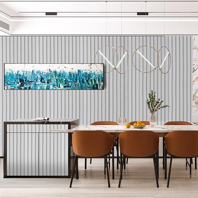 White Wood Slat Wallpaper - Peel & Stick Self-Adhesive (35.4" x 200" Large Roll), Wood Effect Contact Paper for Walls, Removable DIY Wall Covering for Bedroom, Living Room & Accent Walls - Image 3