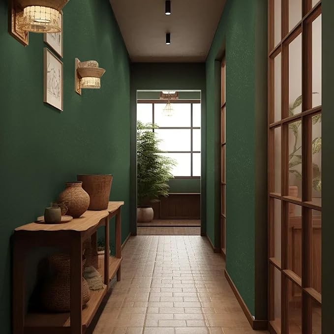 Dark Green Peel and Stick Wallpaper Removable Silk Texture Contact Paper | 15.7" X 393.7" Self Adhesive Vintage Embossed Stick on Wallpaper Home Decorativon for Wall Shelf Liner Paper - Image 3