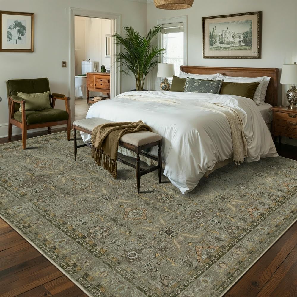 Rugxara 8x10 Area Rugs for Living Room Large Washable Rug, Olive Green - Image 3