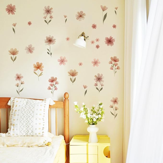 Flower Wall Decals - Peel and Stick Large Floral Flowers Wall Stickers,Removable Flower Home Decor Art for Kids Living Room, Bedroom, Nursery Decor Wall Corner Decor (Flower Wall Decals) - Image 6