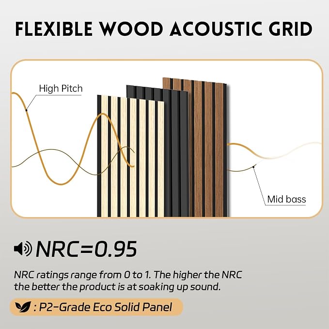 RITOLLO 4 Pack Wood Panels for Wall, 90.55"×12.6" Wood Slat Acoustic Panels for Wall, Soundproof Panels, 3D Fluted Panels for Interior Wall Decor (Walnut) - Image 4