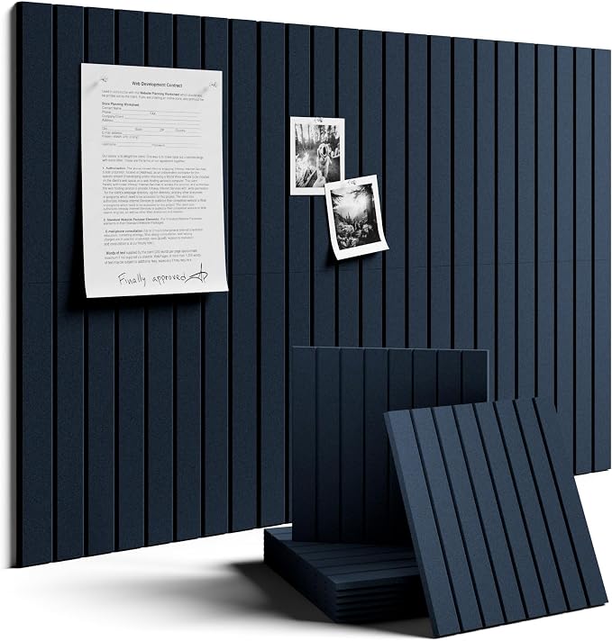 Fluxynara 36" x 24" Large Felt Bulletin Board, Carbon Blue | 6 Pack Cork Board Alternative with 30 Safe Adhesive Tabs, Pin Boards for Wall Decor, Home, Office, Classroom,Dorm by FLUXYNARA