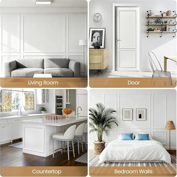 Accent Peel and Stick Wall Molding Kit Frame Pre Cut Moulding Panels | (50"x40"x20") White Self Adhesive Board and Batten Wall Panel kit Ready to Assemble Art Decorative Arch Wall Molding - Image 5