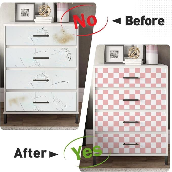 Pink and White Contact Paper Mosaic Checkered Peel and Stick Wallpaper 17.3"x480" Self Adhesive Waterproof Vinyl Roll for Bathroom Kitchen Backsplash Cabinets Shelf Liners Drawers - Image 4