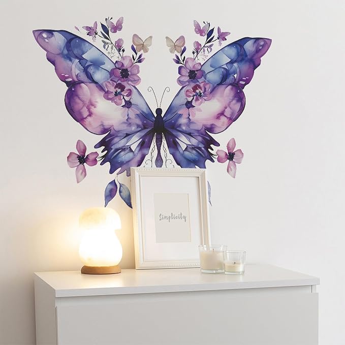 TUOKING Purple Butterfly Wall Stickers Removable PVC Wall Decals | Peel and Stick Floral Wall Art Murals Home Decor for Kitchen,Bedroom,Living Room(fun-e89) - Image 5