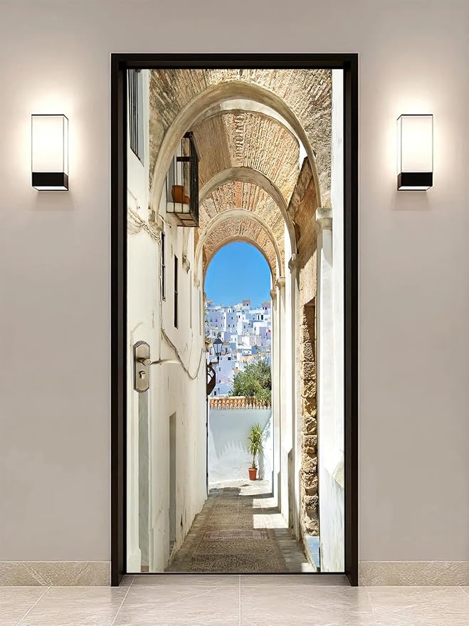 artfanke 3D Garden Scenery Peel and Stick Door Sticker 30.3"x78.7"-Self-Adhesive Door Wall Murals Wallpaper Poster for Bedroom Home Decor(2 Sheets/Set) - Image 6