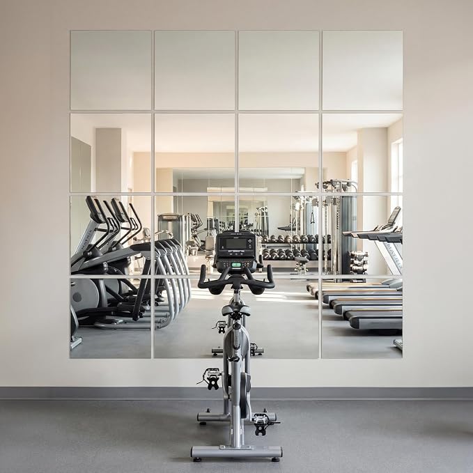 DUMOS 4 Pack Wall Mirror Tiles, Hallway Wall Mounted Mirror 16"x12" HD Glass Sheets, Square Mirrors for Walls, Full Length Mirrors Tiles for Home Gym, Bedroom, Door - Image 7