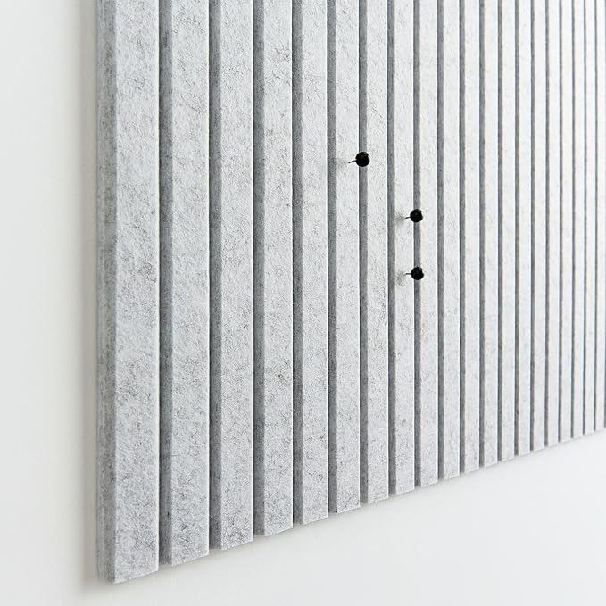 VIVELDA Large Felt Bulletin Board 48 x 36 Inch - 12-Pack Square Acoustic Wall Panels, Cork Board Alternative, NRC 0.95, Damage-Free Adhesive, Slatted Design for Home, Classroom (Marble) - Image 3
