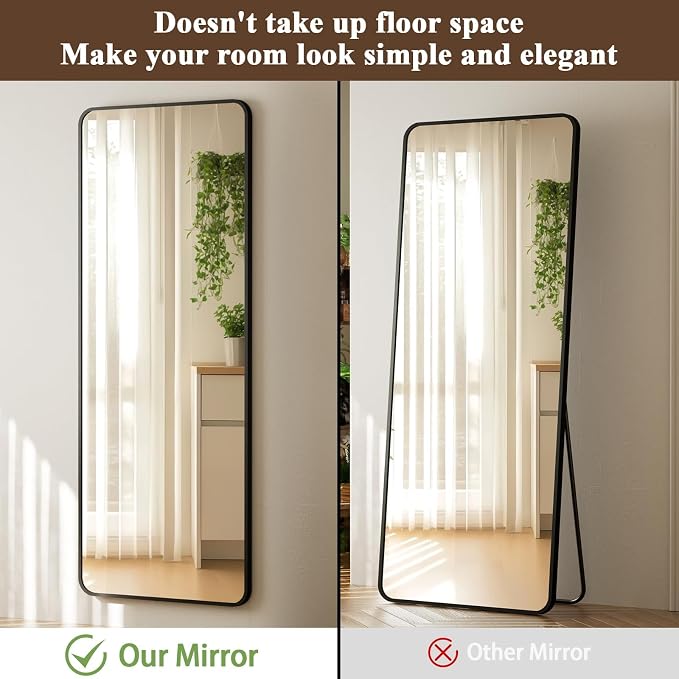 VooBang 14"x48" Full Length Over The Door Mirror, Full Body Wall Mirror - Image 5