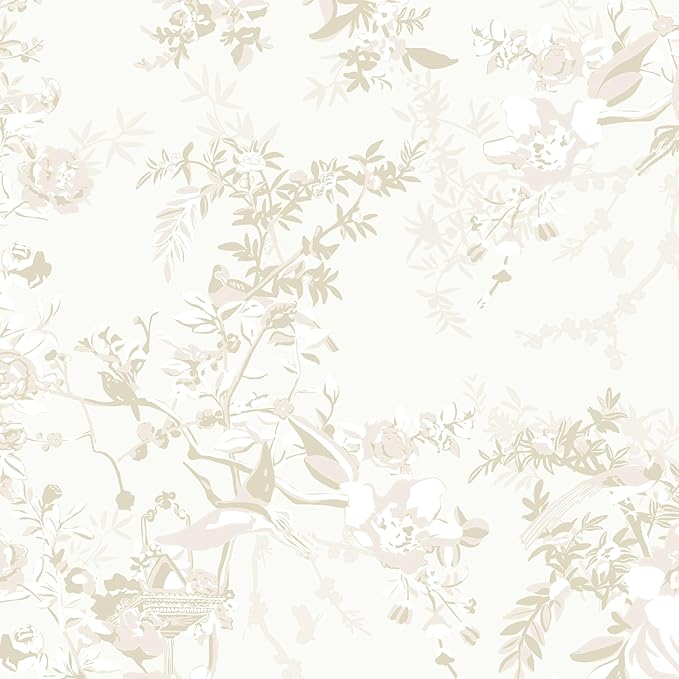Dimoon 17.3"x197" Floral Peel and Stick Wallpaper Vintage French Contact Paper Beige Neutral Textured Stick on Wall Paper Renter Friendly Removable Self Adhesive Wallpaper for Cabinet Vinyl Roll by DIYYOURMOON