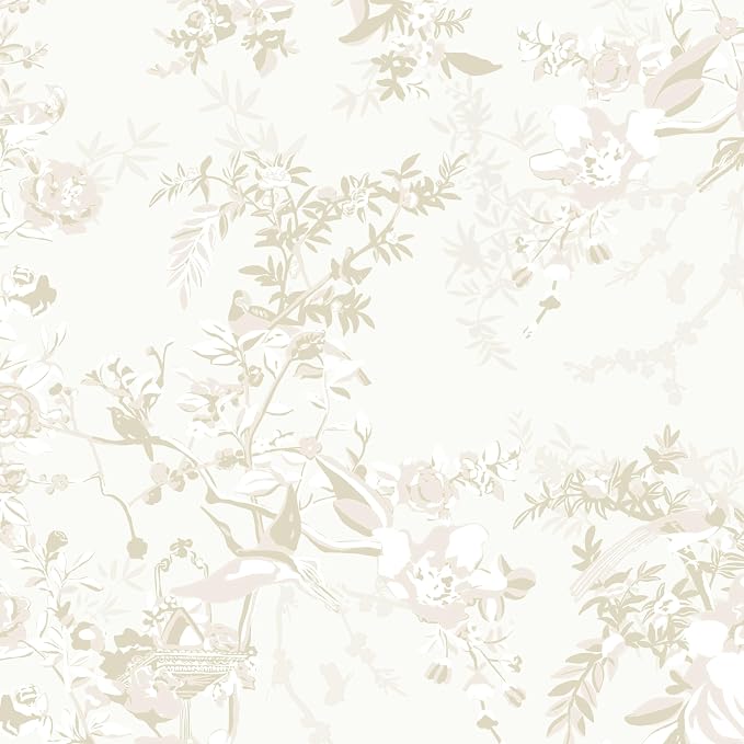 Dimoon 17.3"x394" Floral Peel and Stick Wallpaper Vintage French Contact Paper Beige Neutral Textured Stick on Wall Paper Renter Friendly Removable Self Adhesive Wallpaper for Cabinet Vinyl Roll by DIYYOURMOON