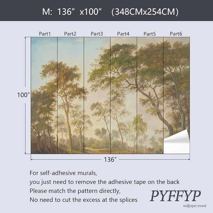 PYFFYP-Vintage Jungle Peel and Stick Wallpaper Green Forest murals - Image 5