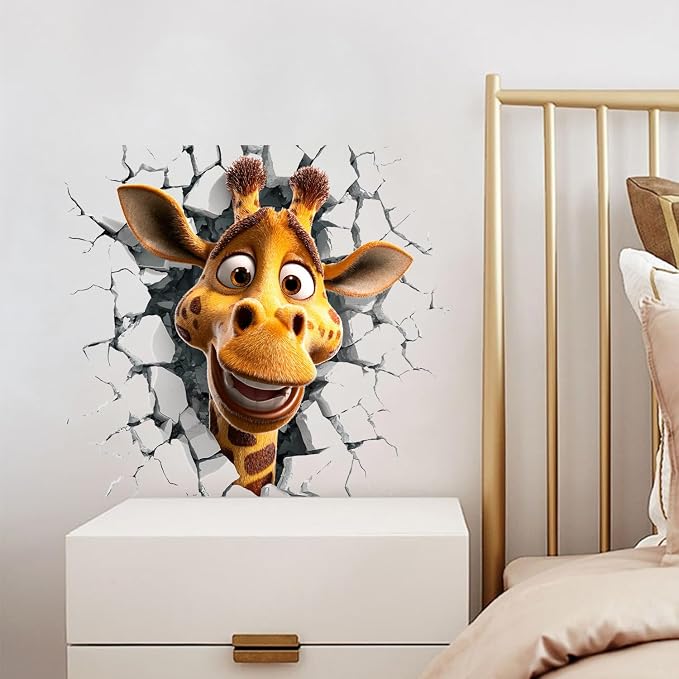 Giraffe Wall Decals Stickers, Funny Cartoon Animal Wall Art Peel and Stick, Removable Vinyl Wall Decor for Bedroom, Living Room, Office, Home Decoration - Image 5
