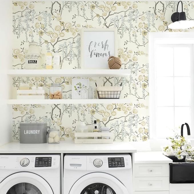 Orainege Peel and Stick Wallpaper Vintage Floral Contact Paper | 17.7in x 196.8in Beige Floral Wallpaper Self Adhesive Removable Wall paper for Bathroom Living Room Decor - Image 4