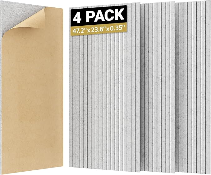TONOR 4 Pack Large Acoustic Panels,47.2" X 23.6" X 0.35" Acoustical Wall Panel, Self-Adhesive Sound Proof Panels, Decorative Soundproof Wall Panels for Echo Absorption for Home Studio Office, Grey by TONOR