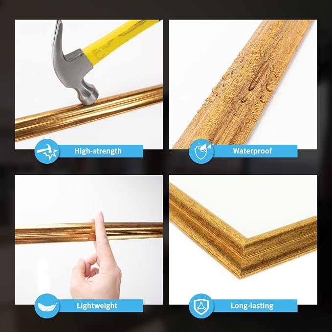 Art3d Pre-Cut Wall Molding Set of 6 pcs, 3 Top 3 Bottom, Antique Gold | Ready-to-Assemble Wainscoting Panel, High-Impact, Precision Pre-Cut, DIY-Friendly, Ideal for Indoor Wall Decor, Accent Walls - Image 5