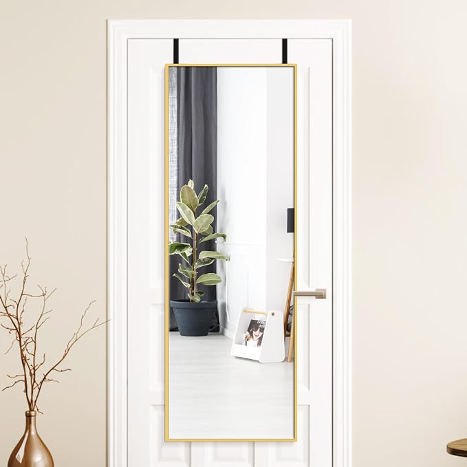 Alpen Gold Over The Door Mirror, 47x14 Inches Full Body Mirror Full Length by ALPEN