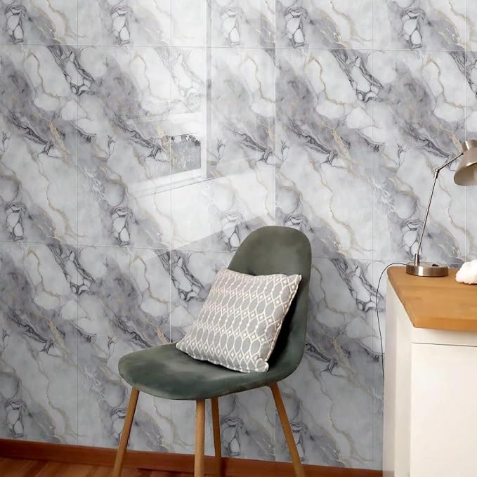10pcs Thick Marble Peel and Stick Waterproof Wall Panels,Heat-Resistant Backsplash Tile, 23.6"x11.8" PVC Foam Wall Sticker for Kitchen,Living Rooms,TV Walls,Colorful (Not Real Tile 19.4Sq. Ft.) - Image 3