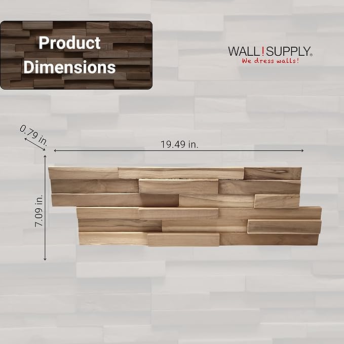 Wall!Supply 3D Wall Panels – Reclaimed Modern Asian Teak Wood – Home Decor Wallpaper Alternative for Living Room, Bedroom & Office – Easy DIY Installation – 10 Pack, Covers 9.6 Sq Ft | Real Reclaimed Asian Teak, Wallpaper Alternative, Easy DIY Installa... - Image 5