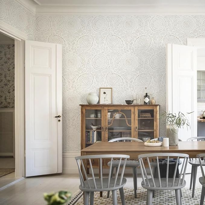 Ismoon Peel Stick Wallpaper Boho Beige Neutral Vintage Floral Contact Paper | 17.3x78.7in Renter Friendly Textured Wall Paper Self Adhesive Removable Wallpaper for Bedroom Kitchen Bathroom Wall Decor - Image 7