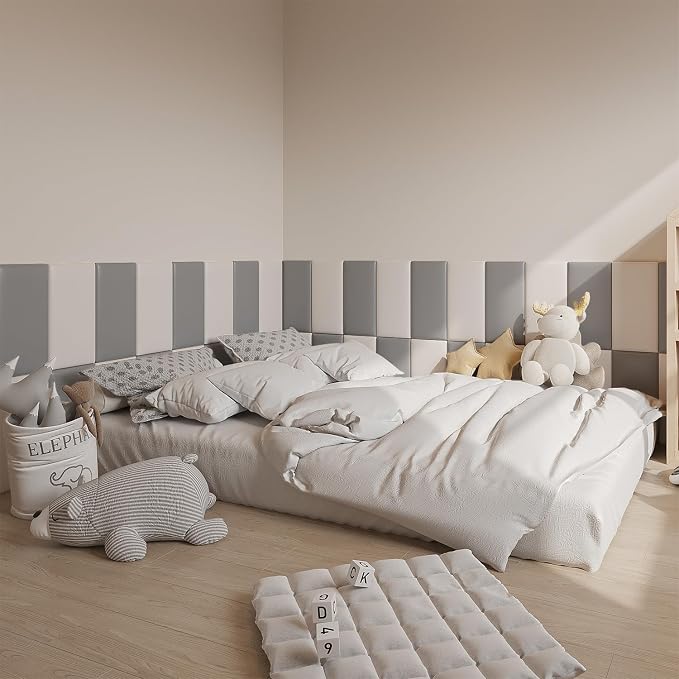YU LI 3DH 3D Anti-Collision Wall Padding for Kids Self-Adhesive 10PCS White headboard Panels for Wall Peel and Stick headboard - Image 5