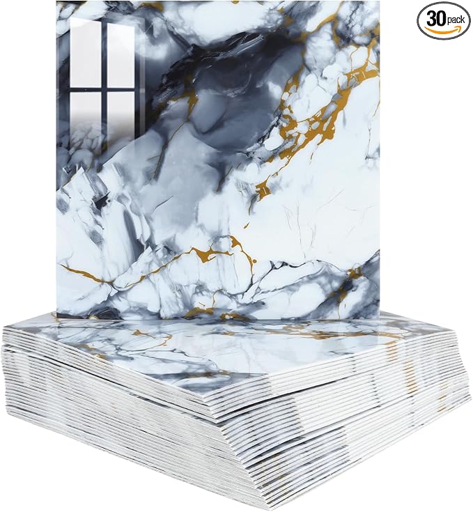 Peel and Stick Wall Panels, 11.8" x 11.8", 30-Pack | Self-Adhesive, Waterproof, Marble Wallpaper, For Kitchen Backsplash, For Bathroom & Living Room by PGVALXOR
