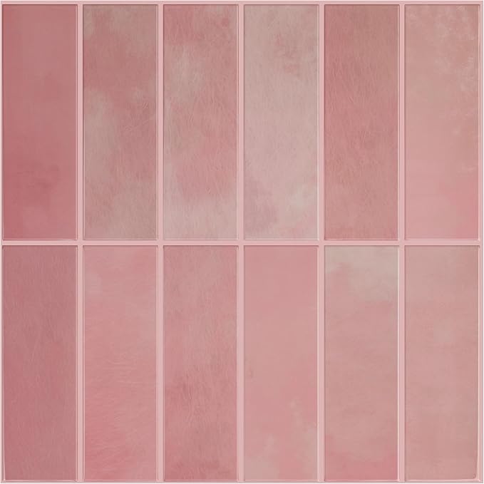 Select 5 Pack Peel and Stick Backsplash Square Tiles, 12x12 in, Pink | Extra Thick 3D Wall Panels, Heat & Water Resistant, Easy DIY Kitchen, Bathroom, Laundry, Fireplace & Rental Home Wall Décor - Image 8
