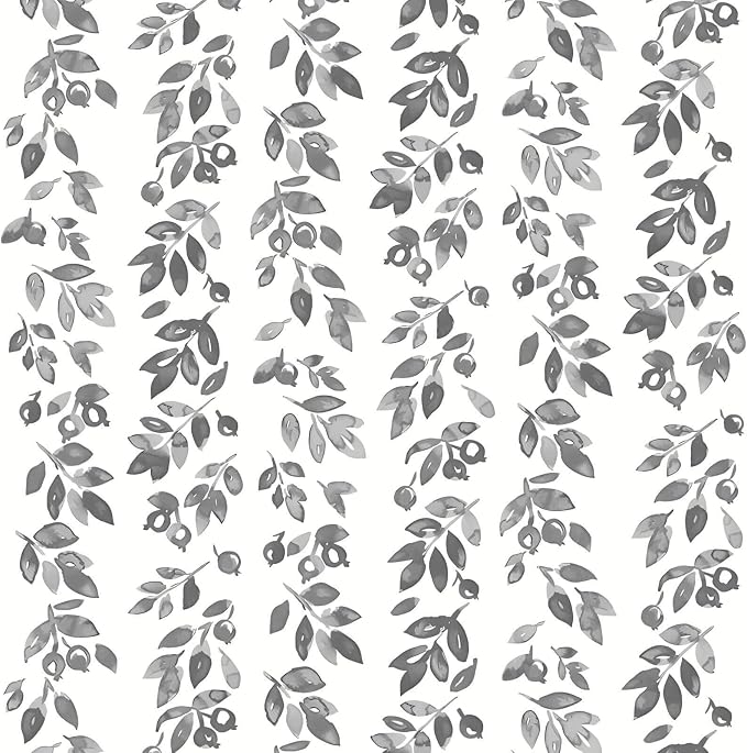 Heroad 17.3''x393'' Grey Wallpaper Vintage Peel and Stick Wallpaper Leaf Contact Paper Cottage Core Wall Paper Self Adhesive Removable Wallpaper for Bathroom Bedroom Kitchen Watercolor Decor Vinyl by HeroadBrand