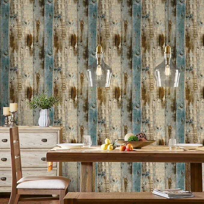 Grey Wood Wallpaper 17.3"×120" Peel and Stick Wallpaper Self Adhesive Distressed Wood Wallpaper Reclaimed Faux Home Decoration Film Shelf Vinyl - Image 4
