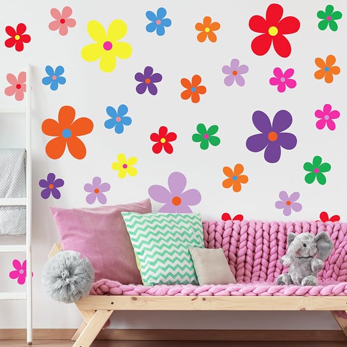 TaoBary 12 Sheet Daisy Wall Sticker Decal Large Floral Wall Sticker | Big Flower Wall Sticker, Colorful Daisy Decal, Daisy Bedroom Room Decor, Removable Peel and Stick, Nursery Home Wall Decor - Image 6
