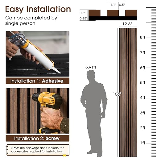 Acoustic Wood Slat Panels, Soundproof Wooden Wall Panels, 3D Fluted Panel for Interior Wall Decor, Living Room, Bedroom (Walnut, 106 * 25.2 inch) - Image 4