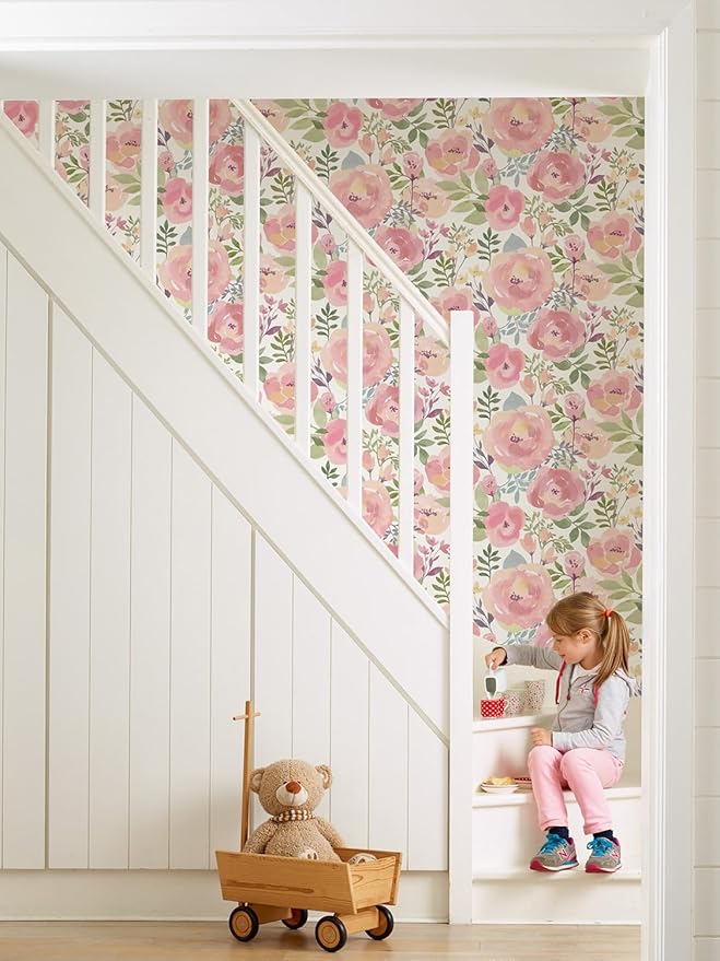 Orainege Peel and Stick Wallpaper Peony Floral Wallpaper Self Adhesive | 16.9in x118.1in Floral Wallpaper Contact Paper Waterpoof Wall paper for Bedroom Living Room Decor, Easy to Install - Image 8