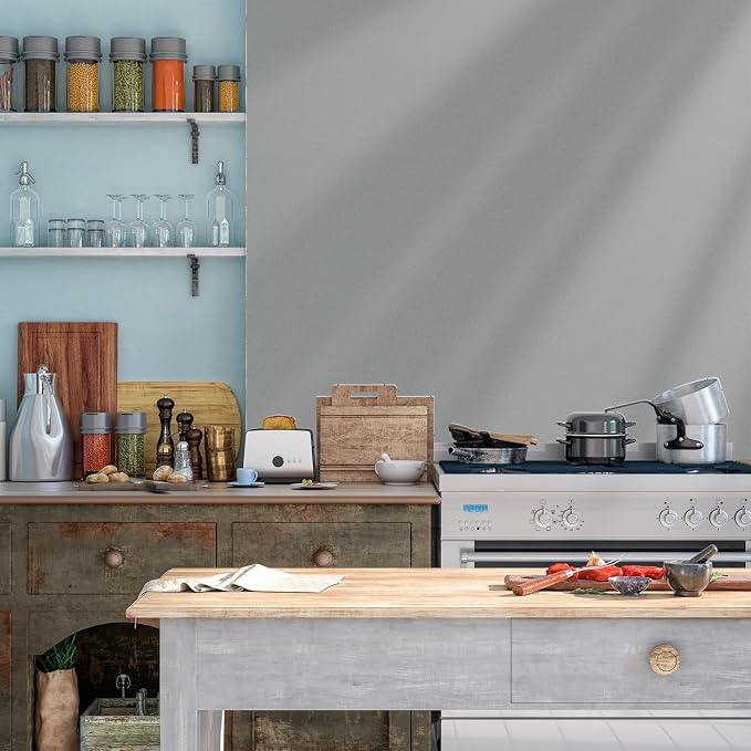 Yancorp 16"x120" Matte Gray Contact Papaer Peel and Stick Wallpaper Vinyl Wrap Countertop Wallpapers Waterproof for Cabinets Drawers Bedroom Kitchen Self-Adhesive Wallpaper - Image 5