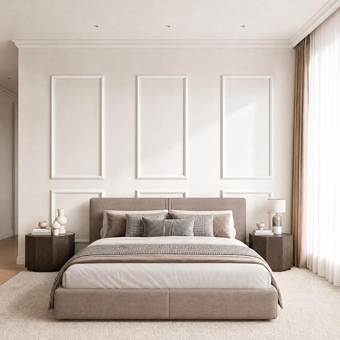 COUKIU Peel and Stick Wall Molding Kit, 6-Frame Pre-Cut Wainscoting Panels, Ready-to-Assemble Self Adhesive Wall Moulding Trim, Paintable Accent Frames for Interior Wall Decor (54" x 24") - Image 6