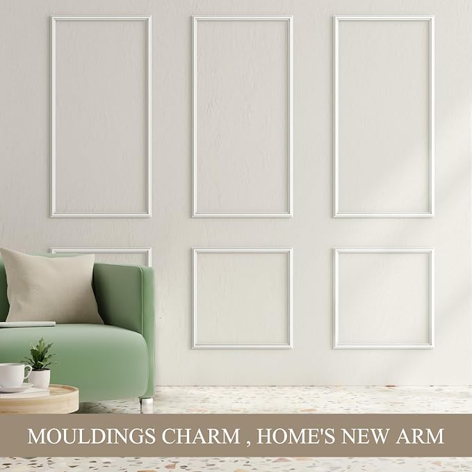 3 Sets Peel and Stick Wall Molding Kit, Premade Wainscoting Panels | Interior Wall Moulding Decor, Ready to Assemble Accent Panel, 54 x 24In, 24 x 24In - Image 2