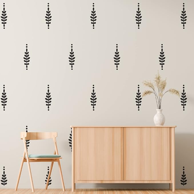 Black Floral Leaves Wall Decal, Modern Boho Flower Wall Art Decor | Matte vinyl, easy to apply for living room, bedroom, office. Stunning painted look for a minimalist botanical accent wall. - Image 3