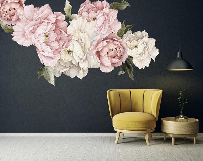 Floral Peonies Wall Decal, Peony Bouquet Flowers Removable Peel and Stick Wall Sticker - Image 6