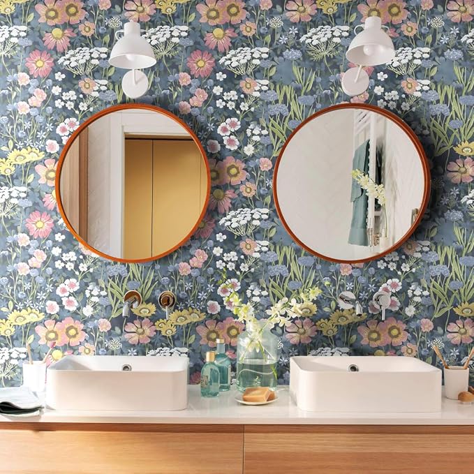 Orainege Vintage Floral Wallpaper Peel and Stick Wallpaper Daisy | Floral Contact Paper 17.7in x196.8in Boho Self Adhesive Removable Wall paper for Bedroom Living Room Decorative - Image 2