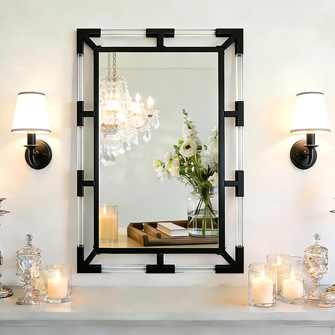 Chende Modern Black Wall Mirror Decor with Clear Acrylic and Metal Frame - Image 6