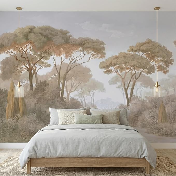 MFWFM Forest Peel and Stick Wallpaper Vintage Jungle Landscape Wall Mural | 137"x96", for Bedroom Living Room Bathroom, Self Adhesive Canvas by MFWFM