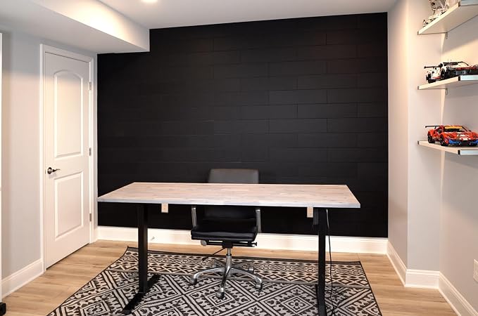 Shiplap Felt Wall Panels, Black, 24 Pack, Modern Wall Paneling, Peel and Stick, Sound Absorbing, 23.25 sq ft - Image 7