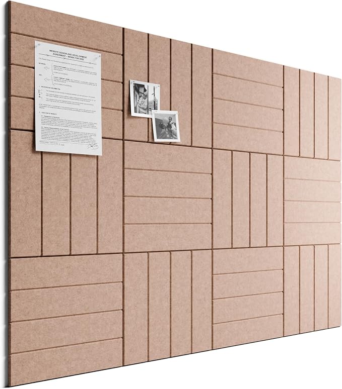 Bumusty 48"x 36" Large Felt Bulletin Board Tiles, Terracotta | 12-Pack Cork Board Alternative, Wall Decor, 30 Pushpins, 60 Adhesive Tabs, Vision Board, Office, Classroom, Home, Dorm by BUMUSTY