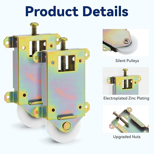 4 Pcs Sliding Mirror Closet Door Roller Wheels Replacement Assembly - Image 3