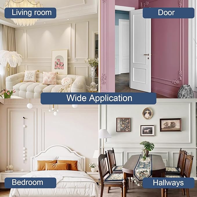 NeatiEase 4 Set Peel and Stick Wall Molding Trim Kit, 20" x20" Premade Wainscoting Panels, Self Adhesive Moulding Panel for Interior Walls Picture Frame - Image 6