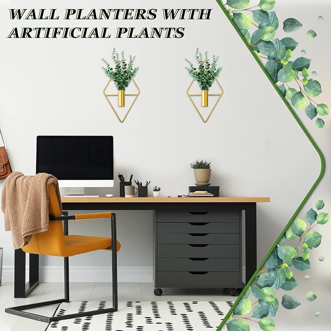 Canlierr 4 Pcs Wall Decor Hanging Planters, Eucalyptus, Gold - Image 6
