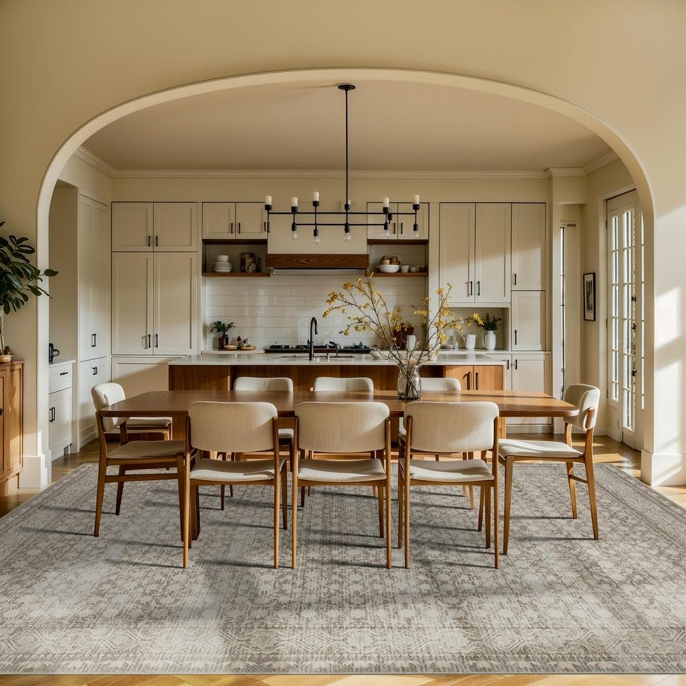 Rugxara 9x12 Extra Large Area Rug,Neutral Vintage Boho Rug for Living Room - Image 3