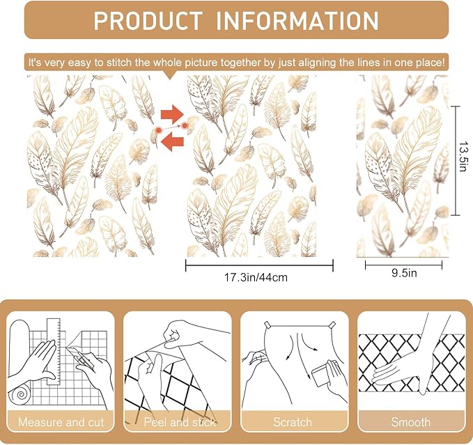 White Peel and Stick Wallpaper 17.7"x1200" Feather Wallpaper Removable Modern Vinyl Wall Paper Waterproof Contact Paper for Bedroom Living Room - Image 3